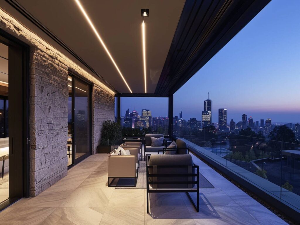 akie oświetlenie LED najlepiej pasuje do balkonów z akcentami minimalistycz